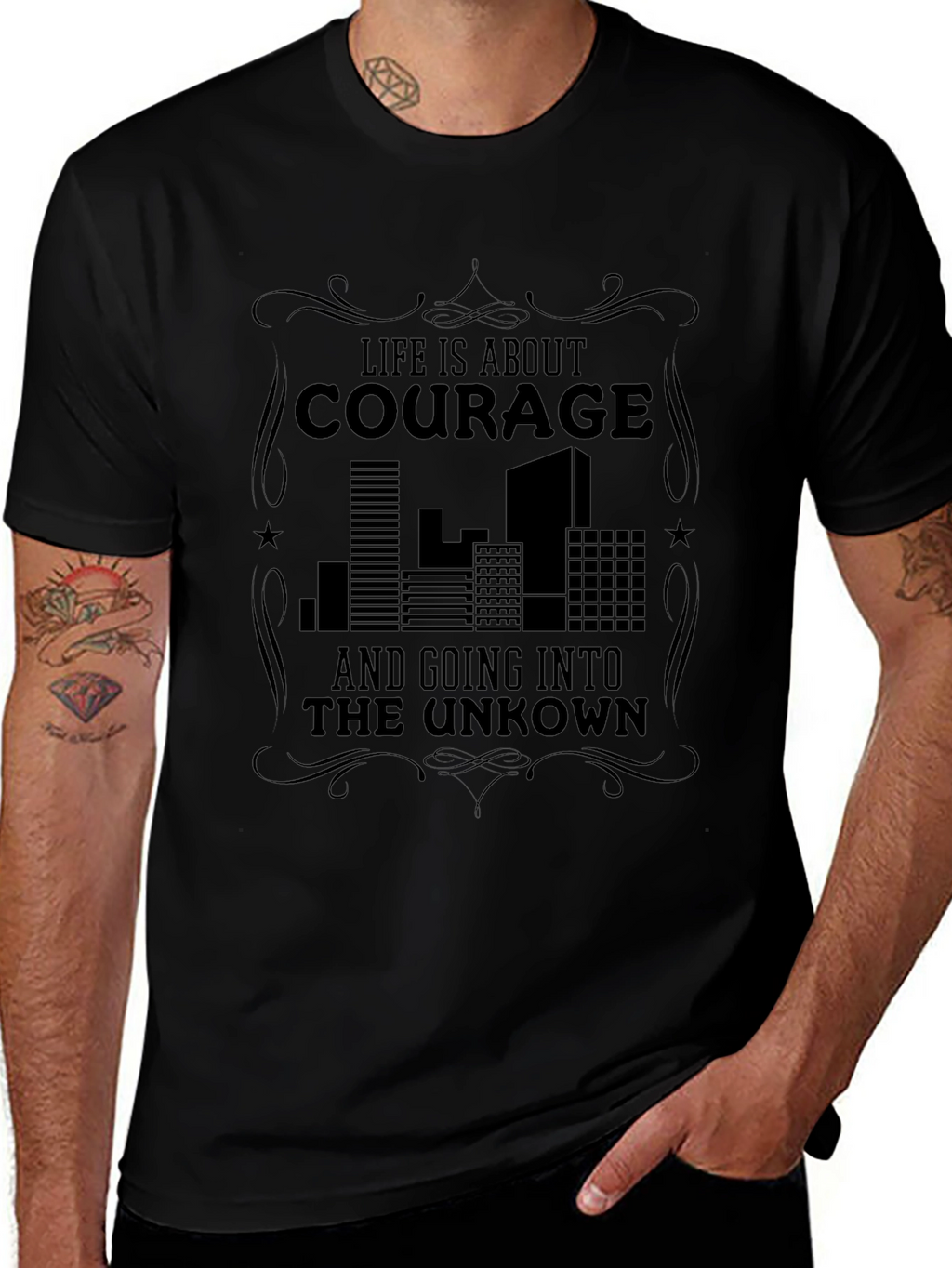 Courage Graphic Tee - Black Urban Style Shirt