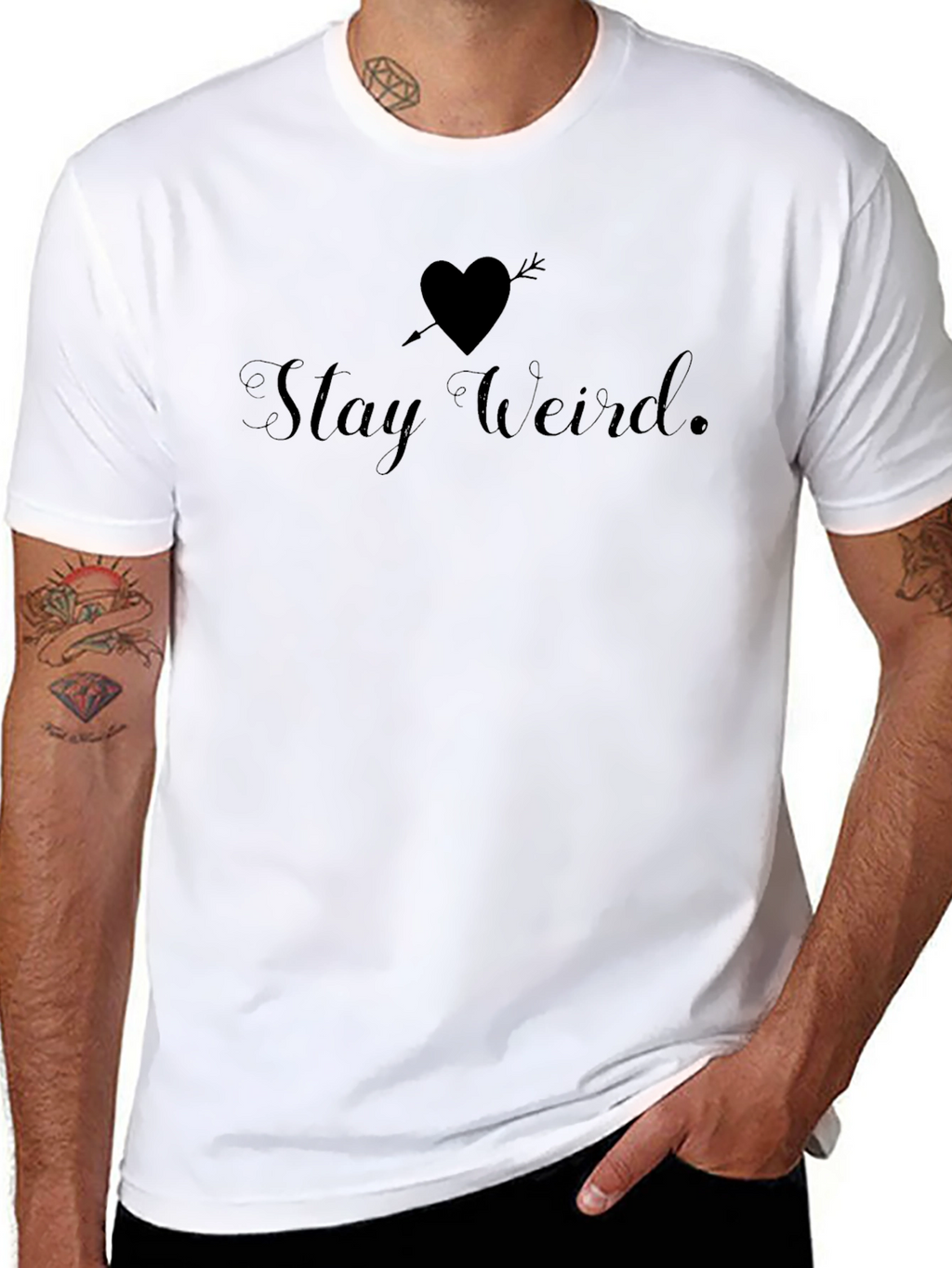 Stay Weird T-Shirt - Quirky Heart Arrow Graphic Tee