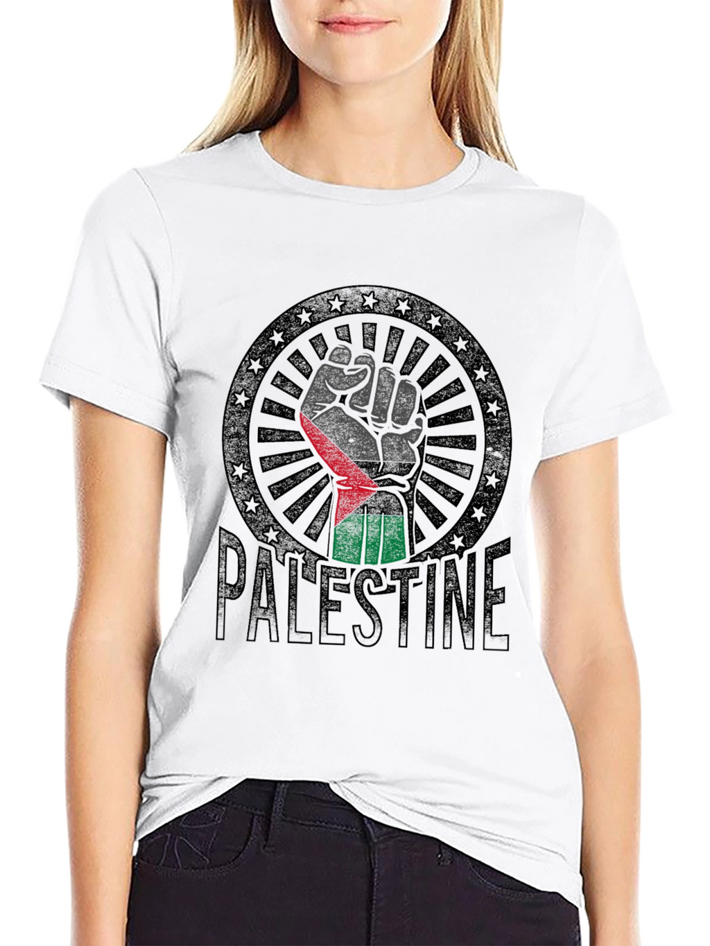 Palestine Flag Fist T-Shirt - Solidarity & Support