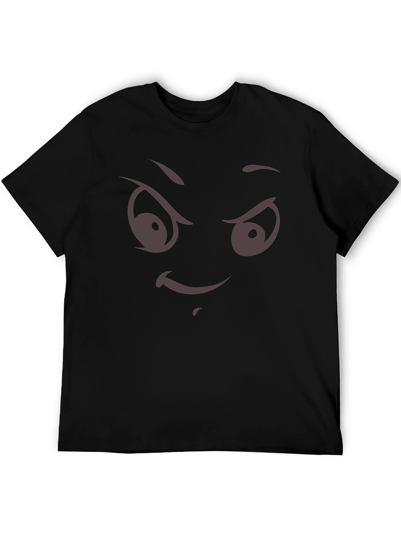 Mens Black T-Shirt with Evil Face Graphic Print
