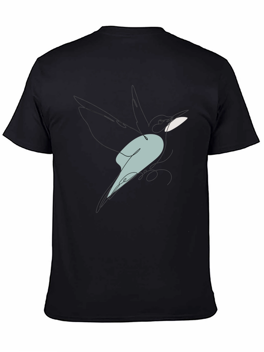 Abstract Bird Line Art Graphic Tee - Black