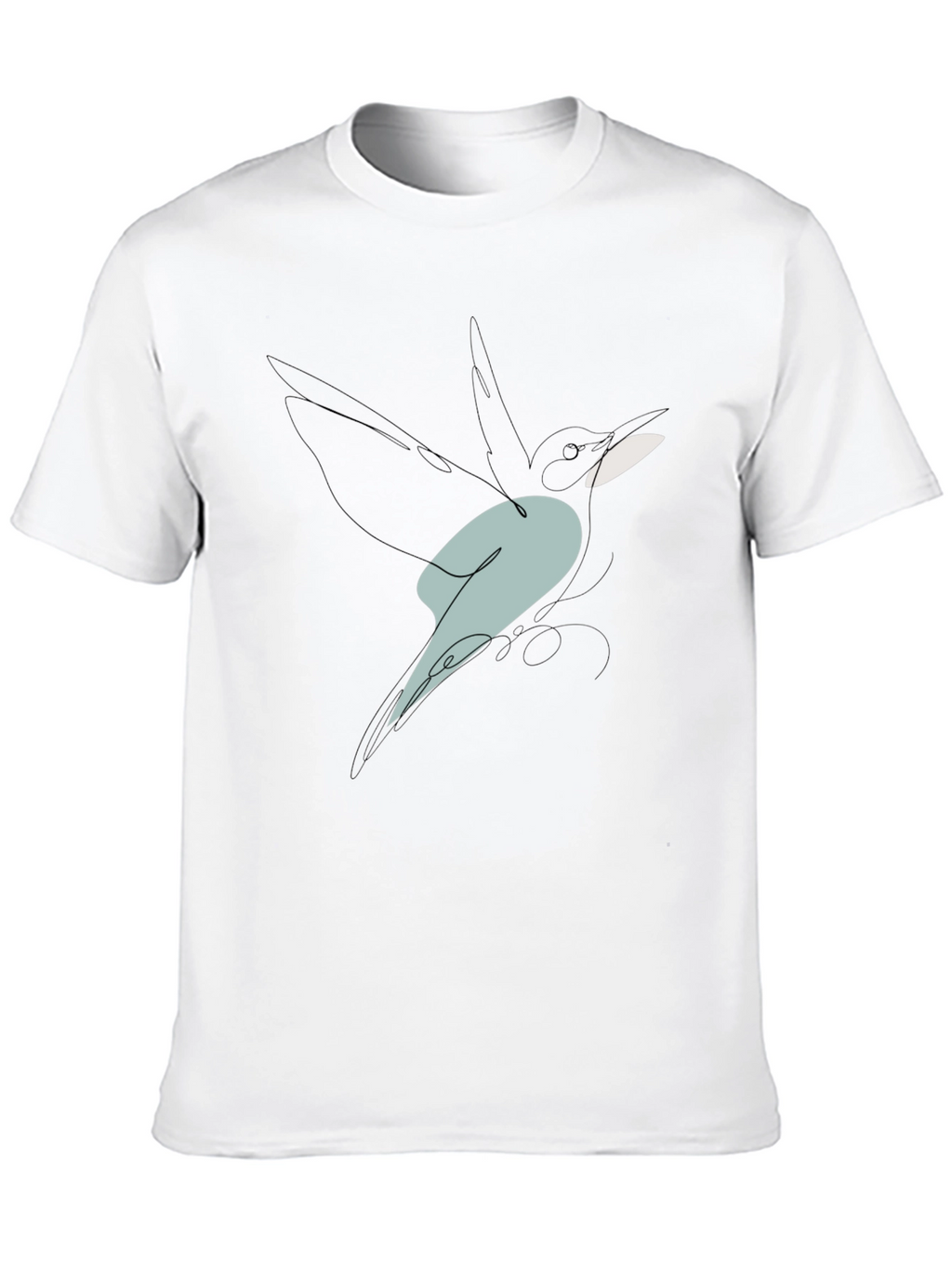 Abstract Bird Line Art Graphic Tee - Black