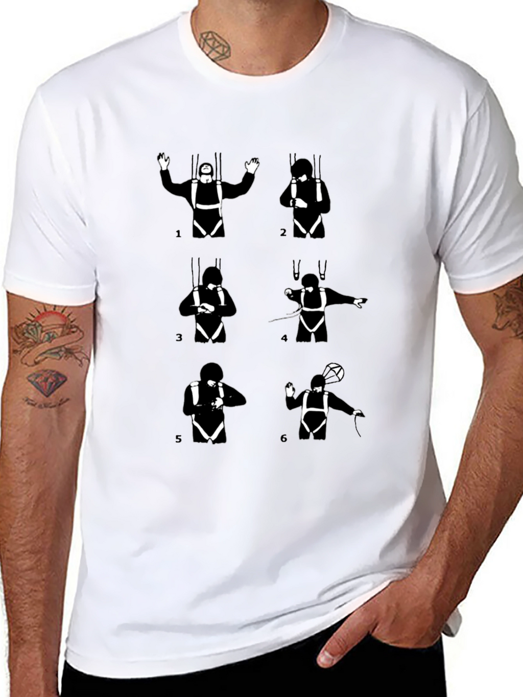 Skydiving Steps Black T-Shirt