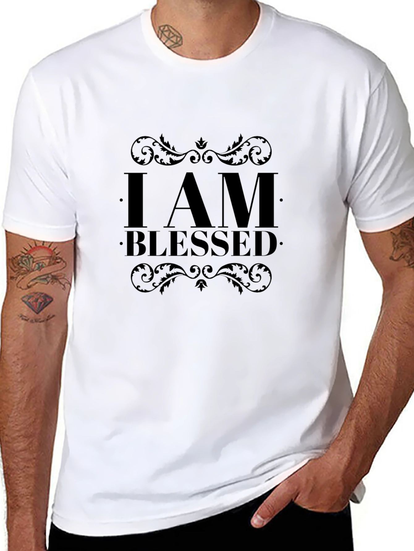 I AM BLESSED Black Graphic Tee Shirt
