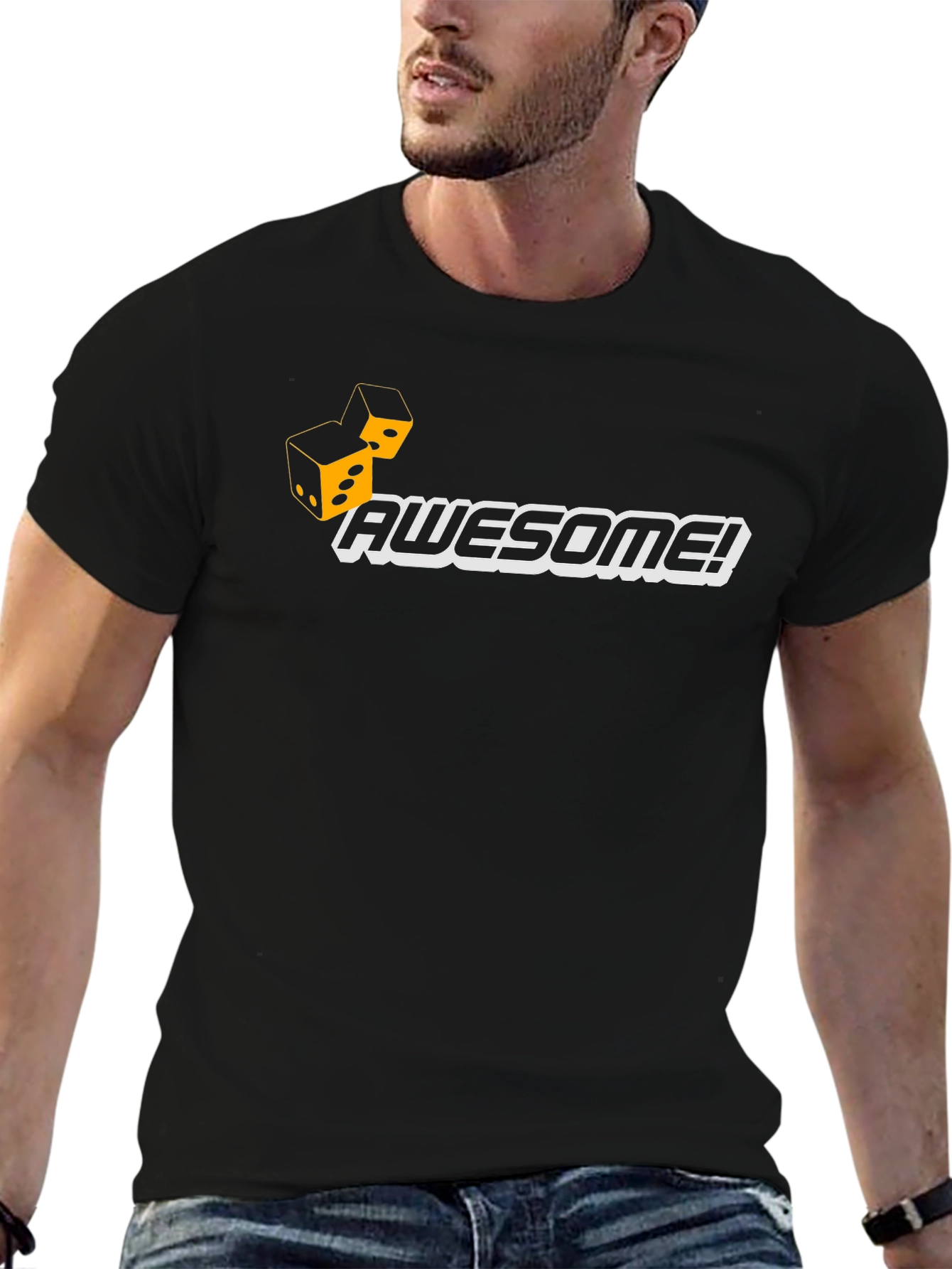 Awesome Dice Graphic T-Shirt - Black