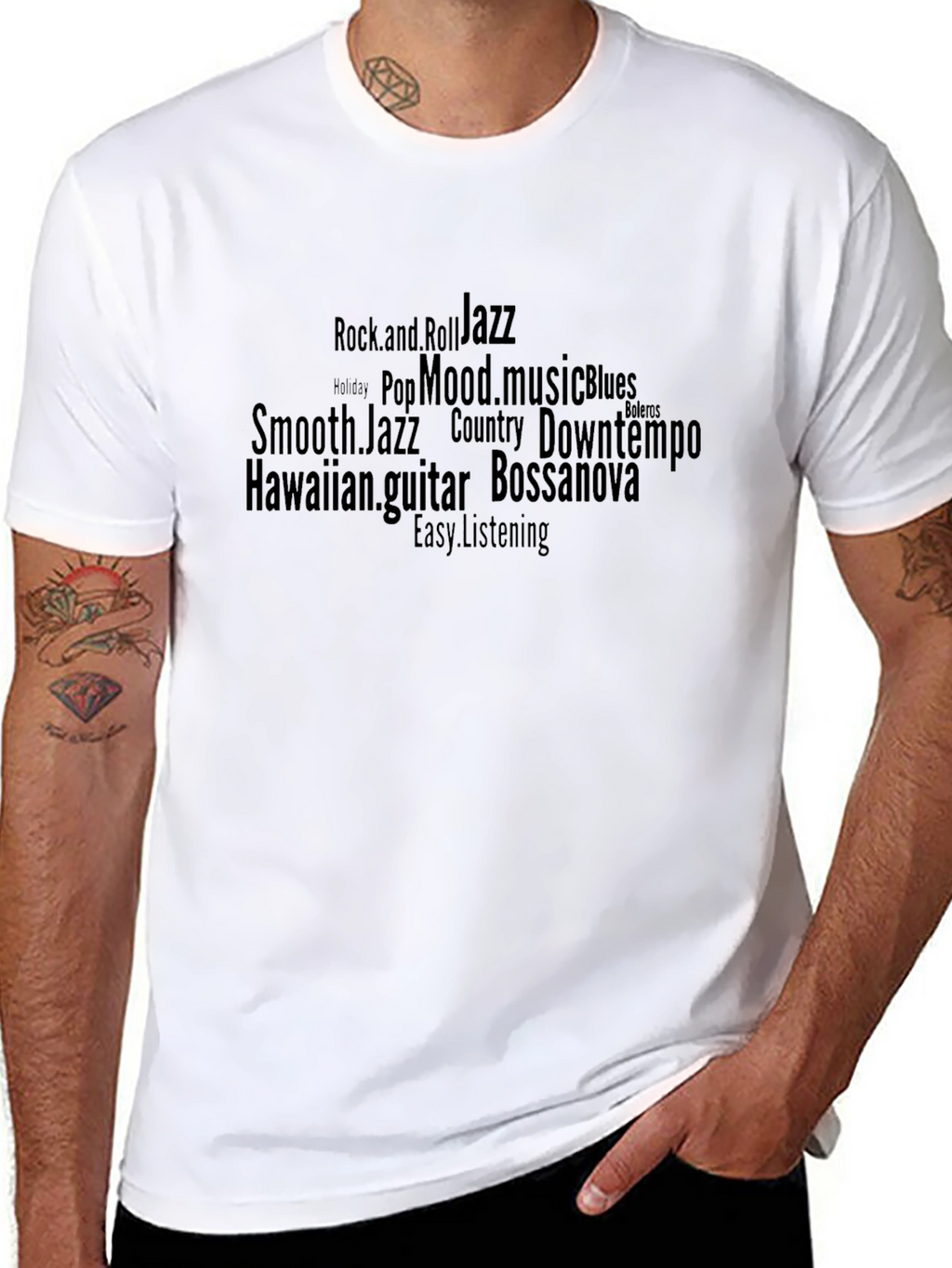 Music Genre Word Art Graphic T-Shirt