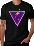 Flamingo Triangle Graphic Tee - Modern Casual Style