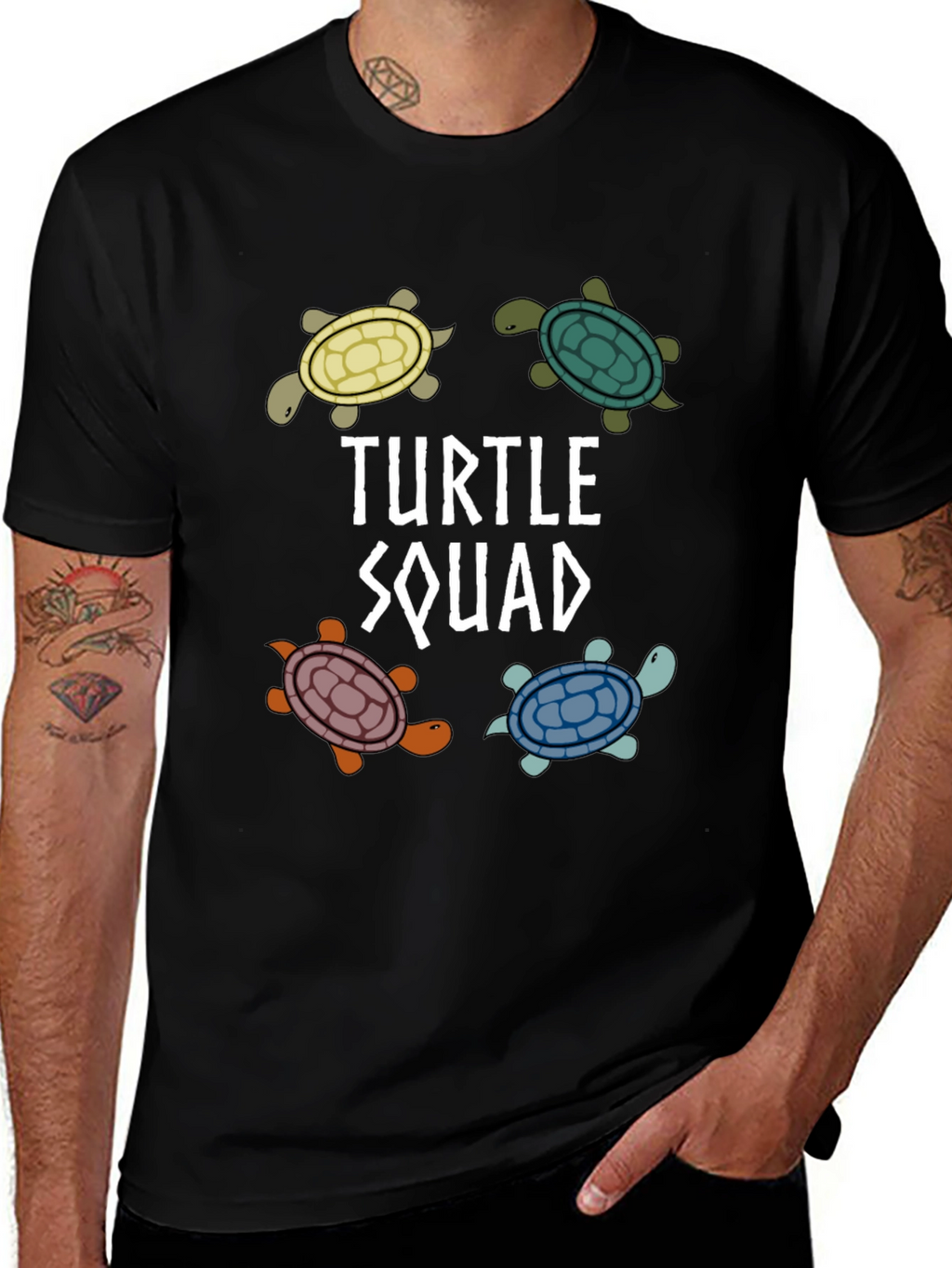 Turtle Squad Black Graphic T-Shirt