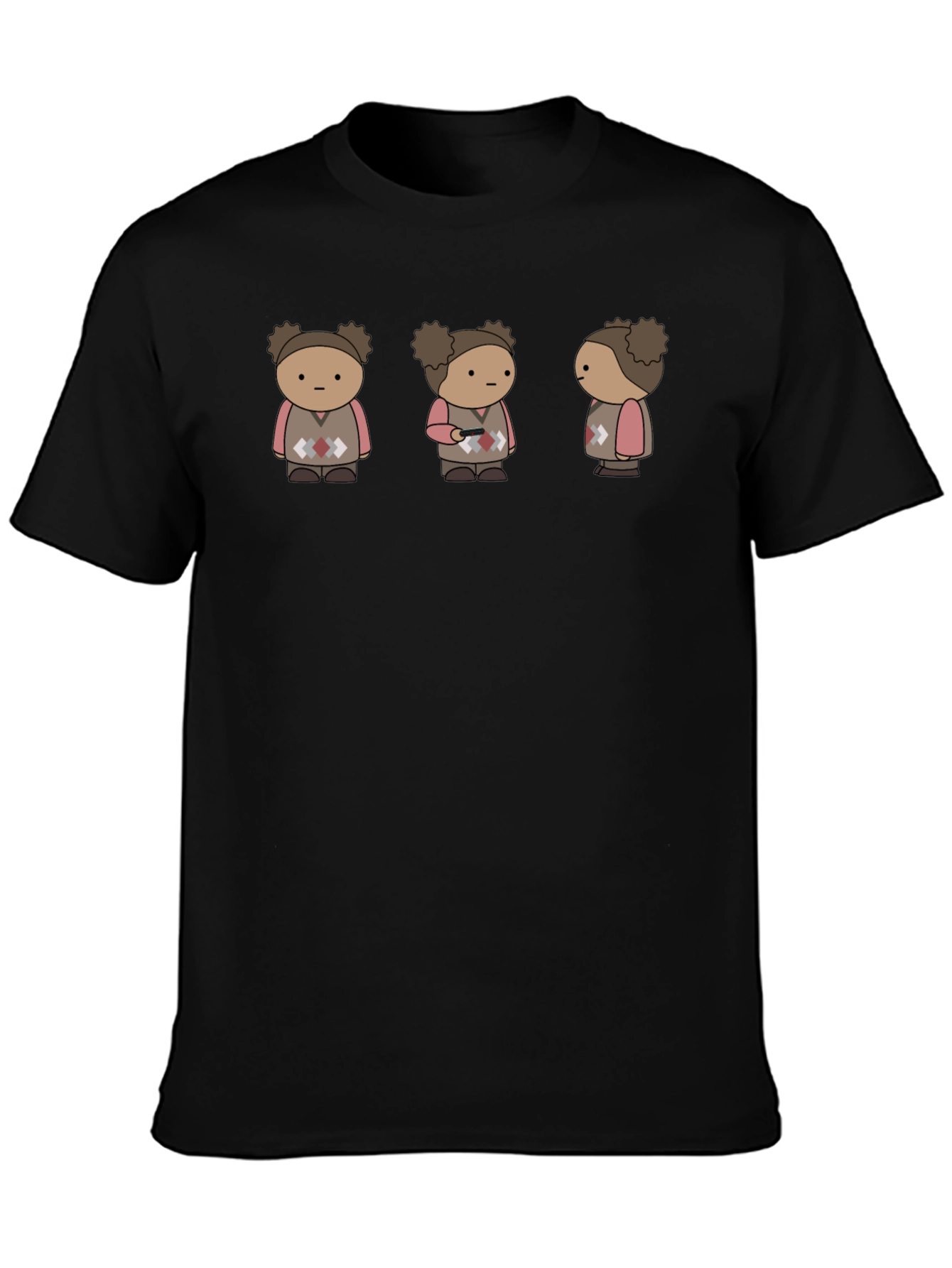 Quirky Character Graphic Print Black T-Shirt