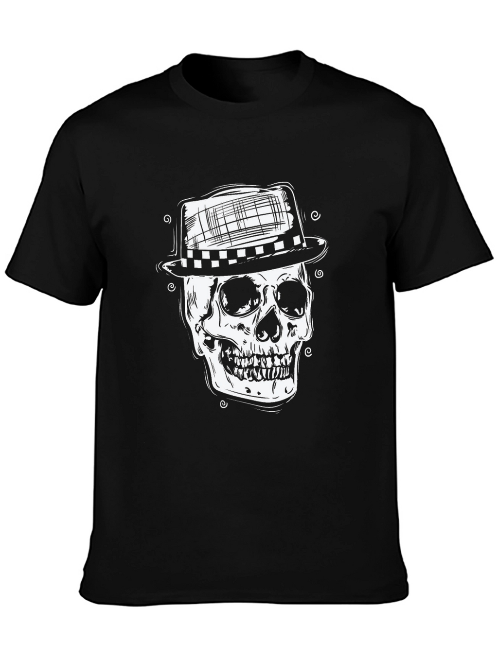 Skull in Hat Graphic Tee - Mens Black T-Shirt