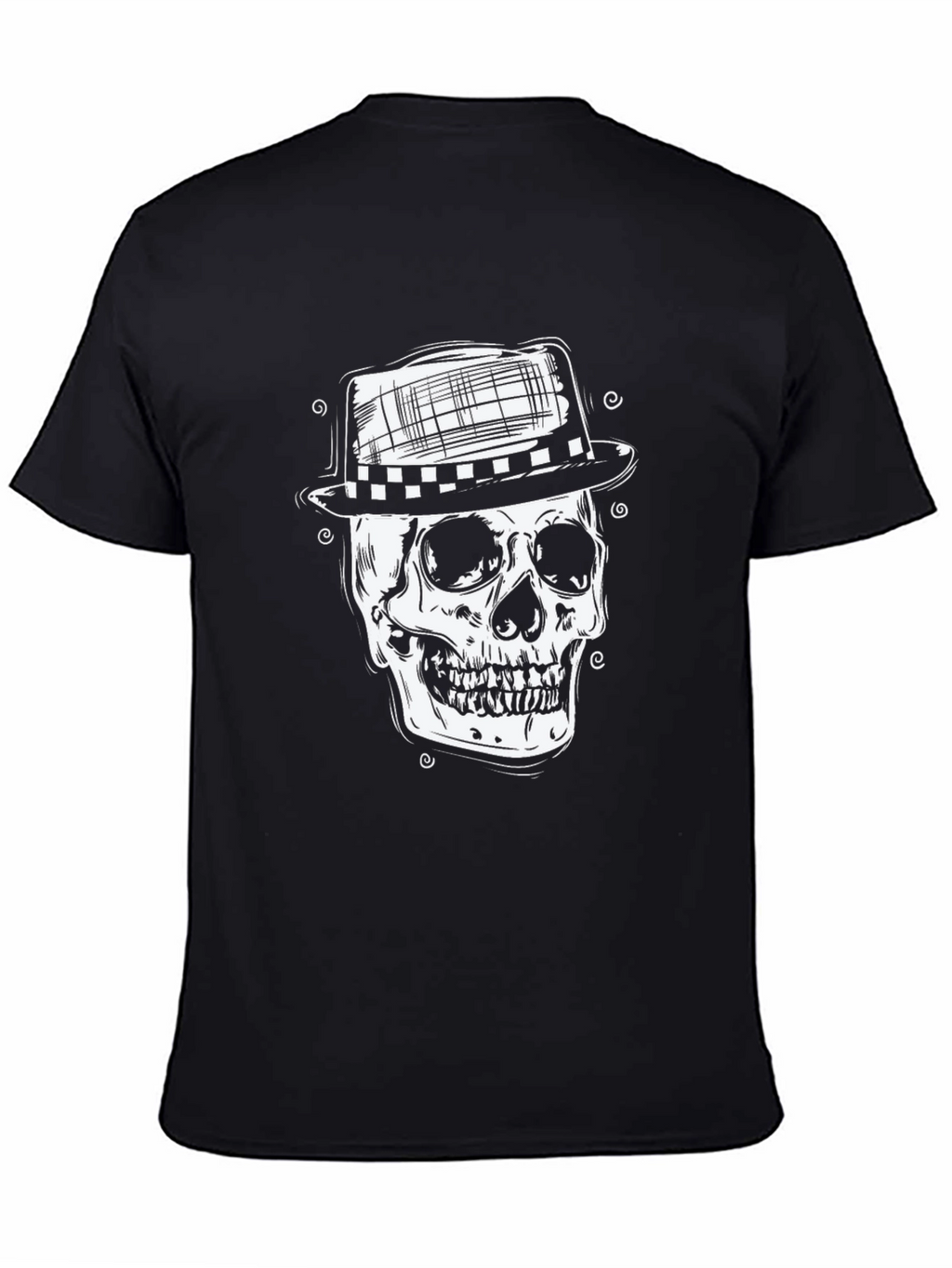 Skull in Hat Graphic Tee - Mens Black T-Shirt