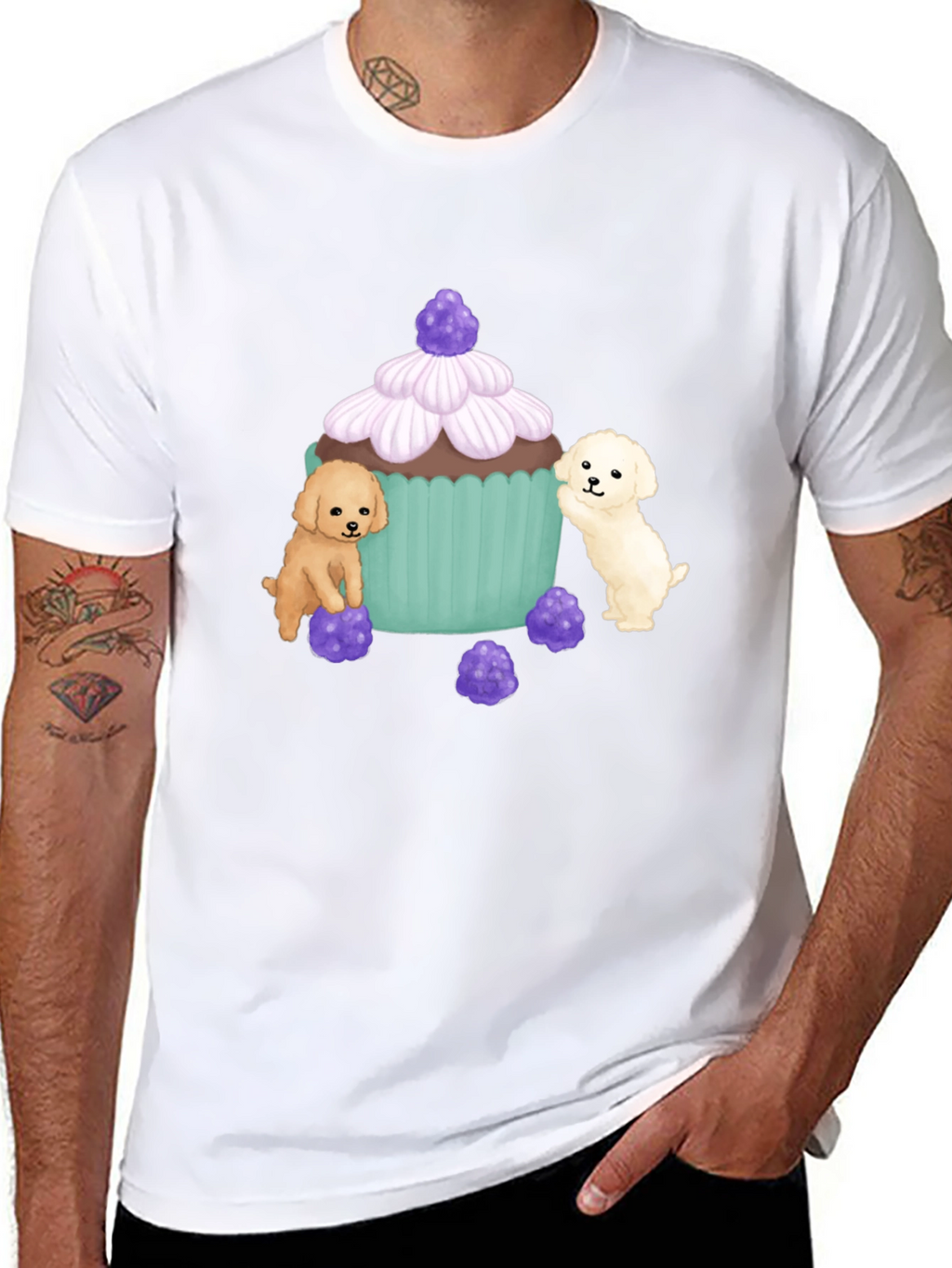 Cute Puppy Cupcake Graphic T-Shirt