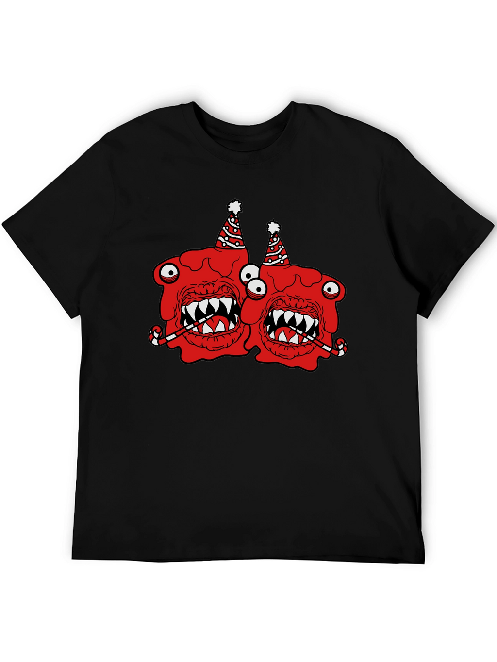 Festive Monster Graphic T-Shirt - Black