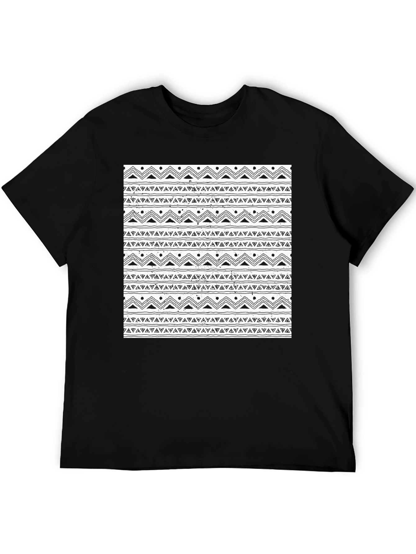 Black Tee with Tribal Pattern