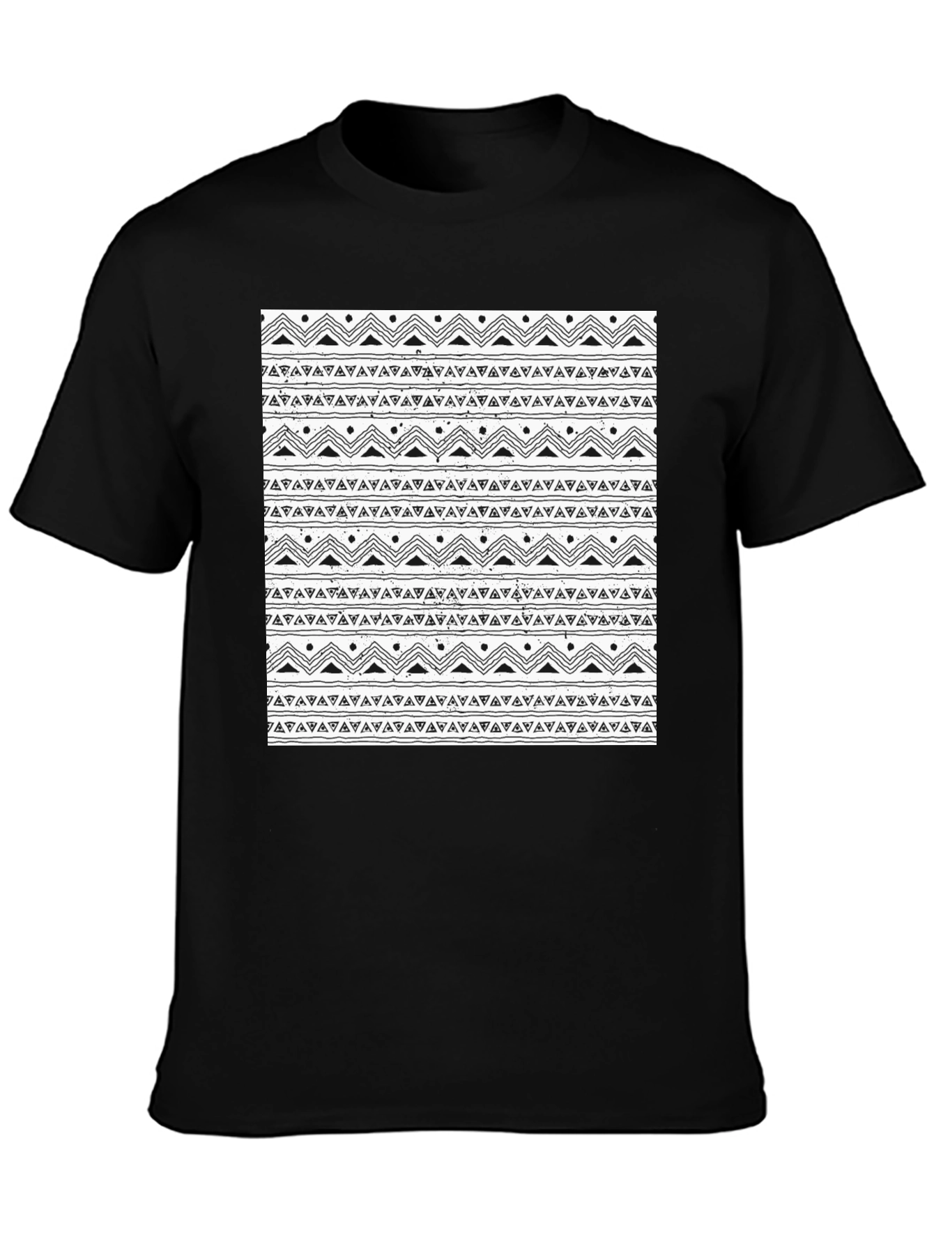 Black Tee with Tribal Pattern