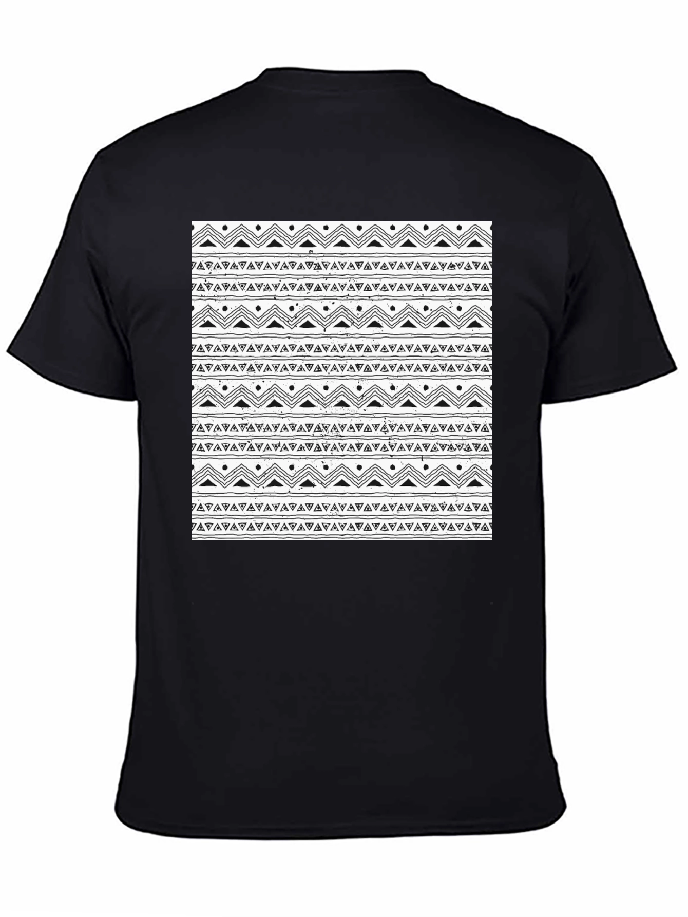 Black Tee with Tribal Pattern