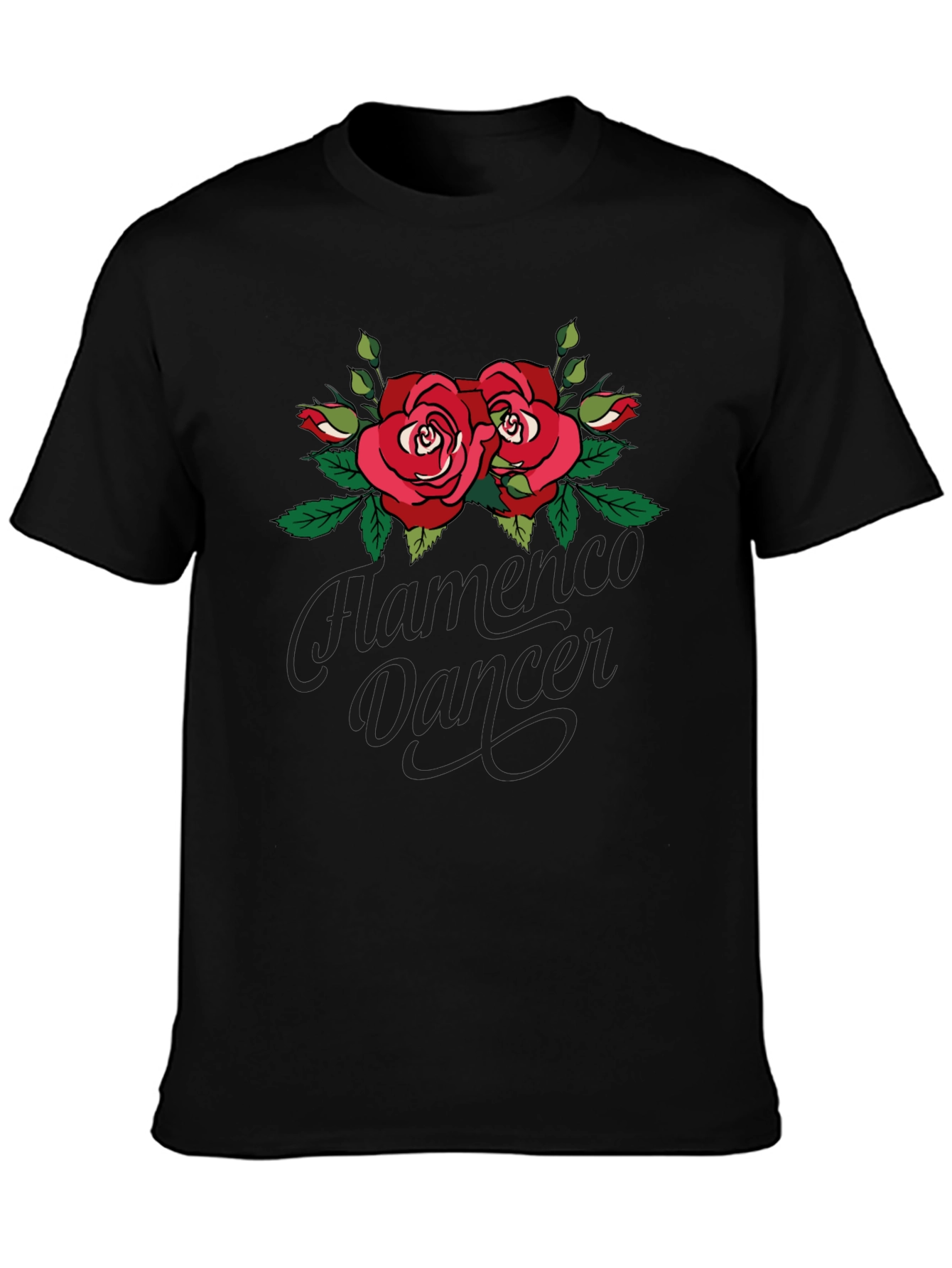 Flamenco Dancer Rose Graphic Black T-Shirt