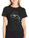 Tearful Eye Graphic Print Black T-Shirt