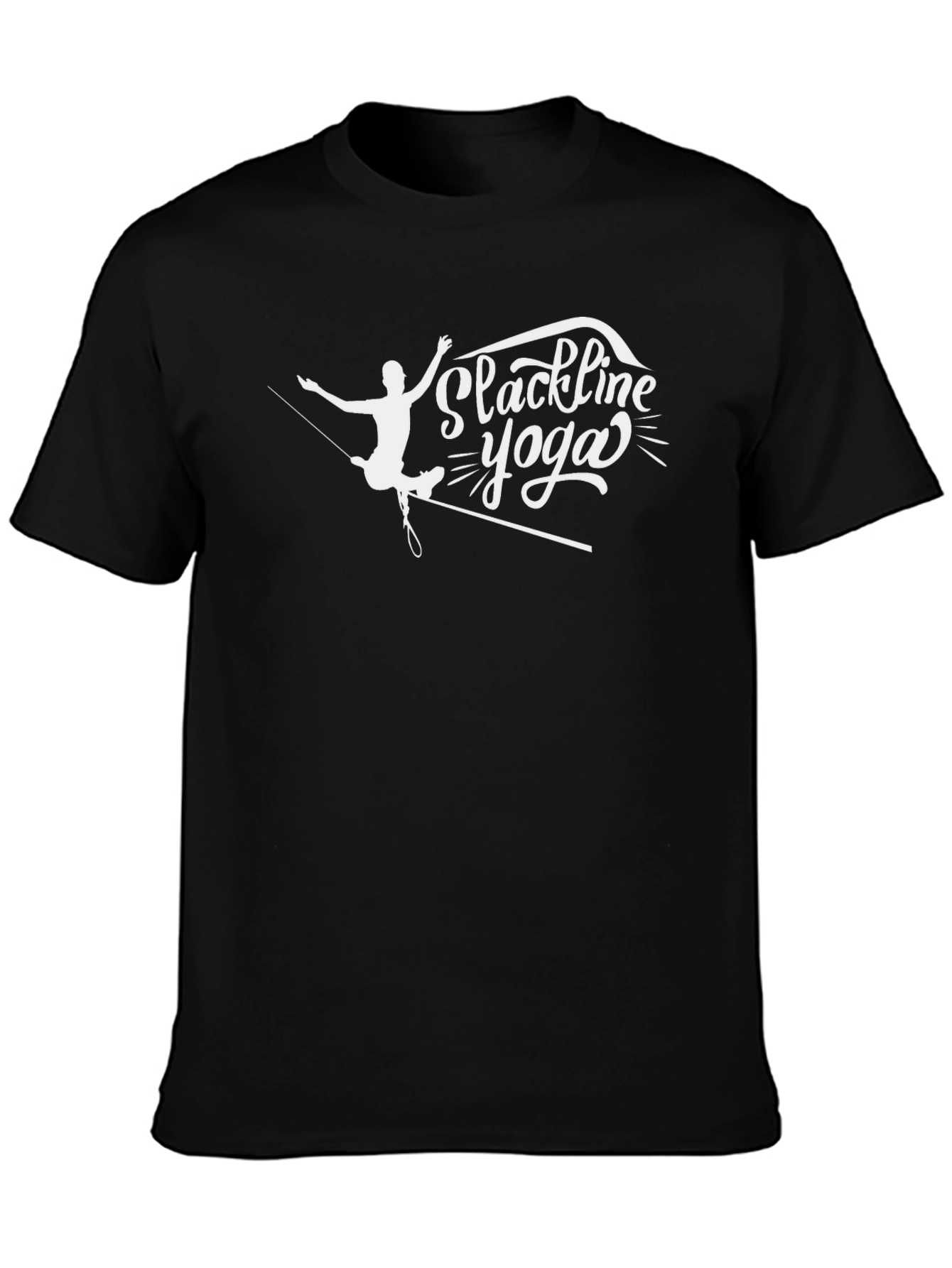 Slackline Yoga Graphic T-Shirt - Black Cotton Blend