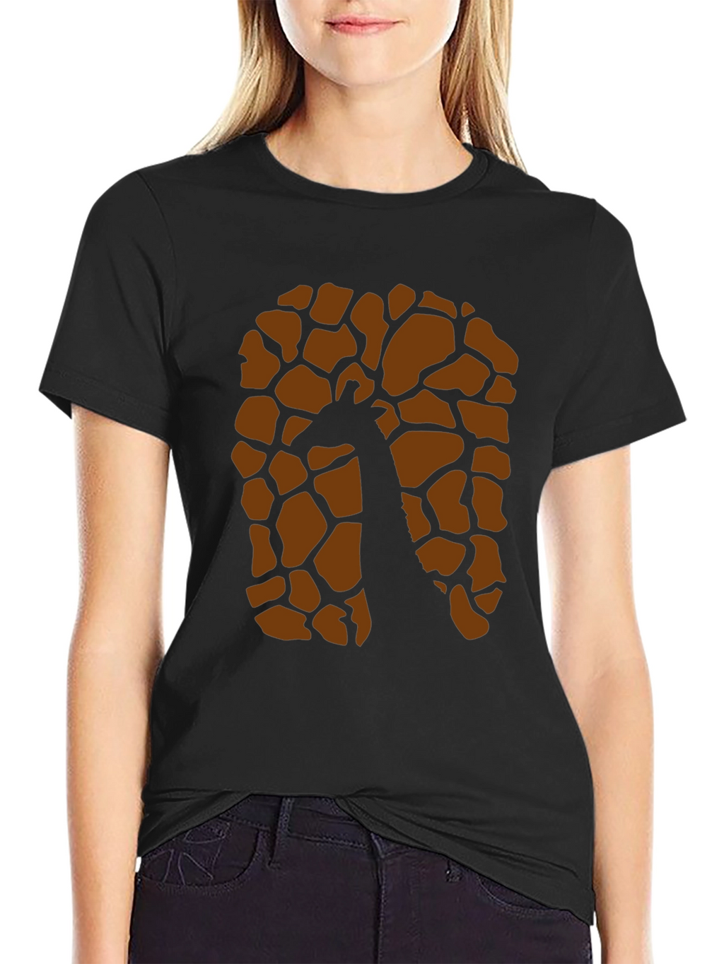 Giraffe Print Black Graphic Tee