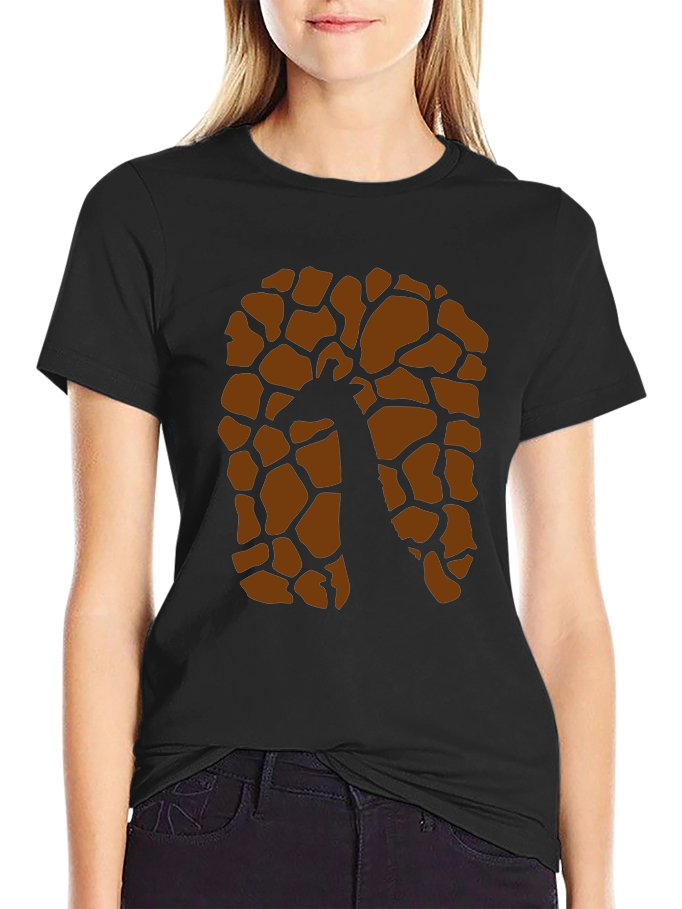 Giraffe Print Black Graphic Tee