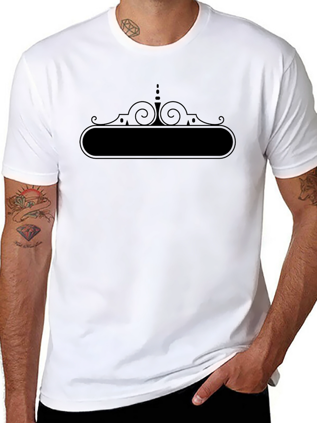 Mens Black Graphic Tee - Customizable Text Area