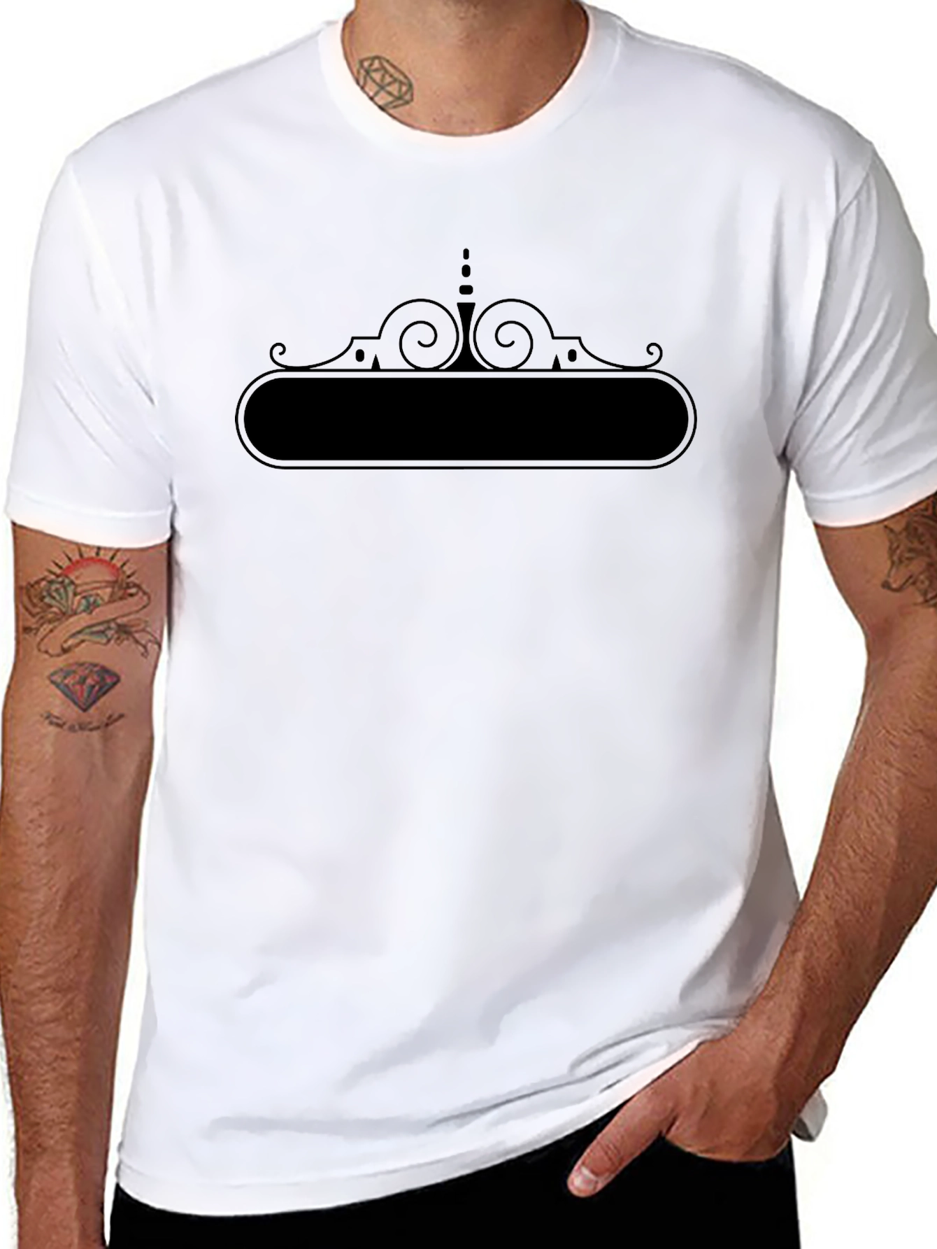 Mens Black Graphic Tee - Customizable Text Area