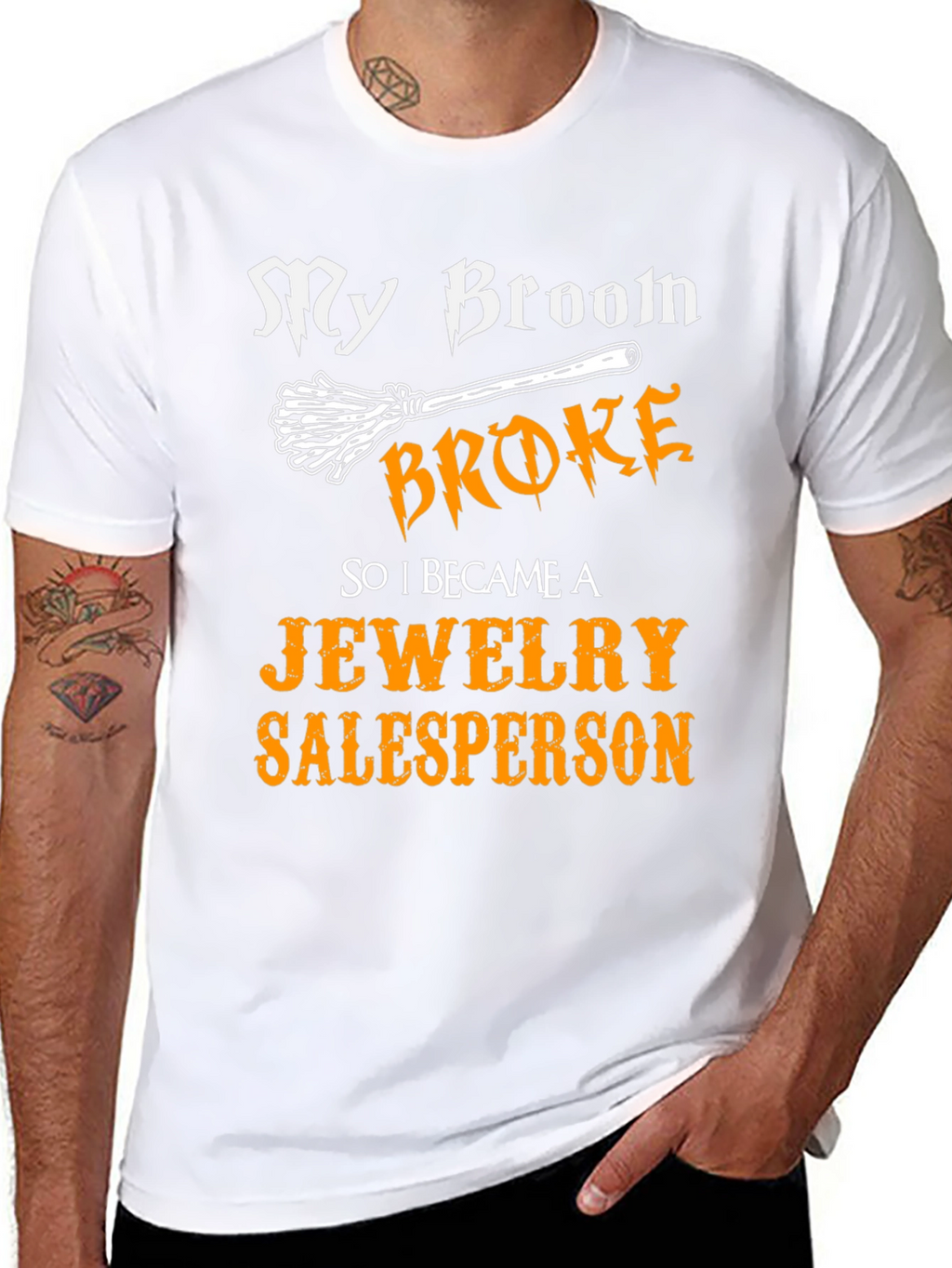 Funny My Broom Broke Jewelry Salesperson T-Shirt