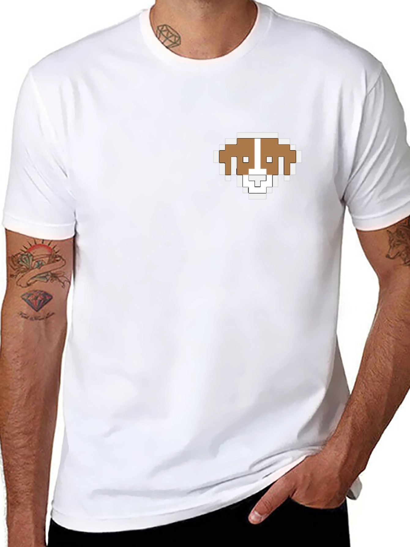 Pixel Dog T-Shirt - Black Short Sleeve