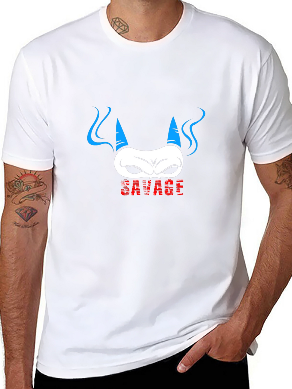 Savage Demon Graphic Print Black T-Shirt