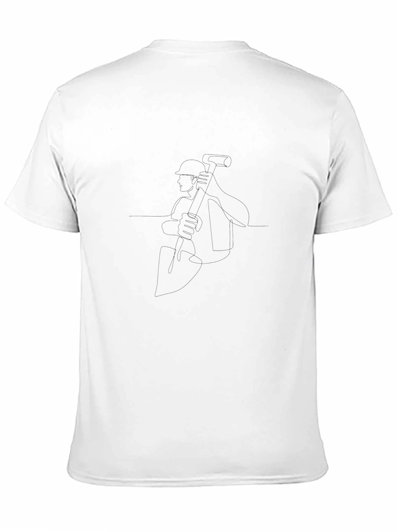 Mens Black Graphic Tee - Continuous Line Miner