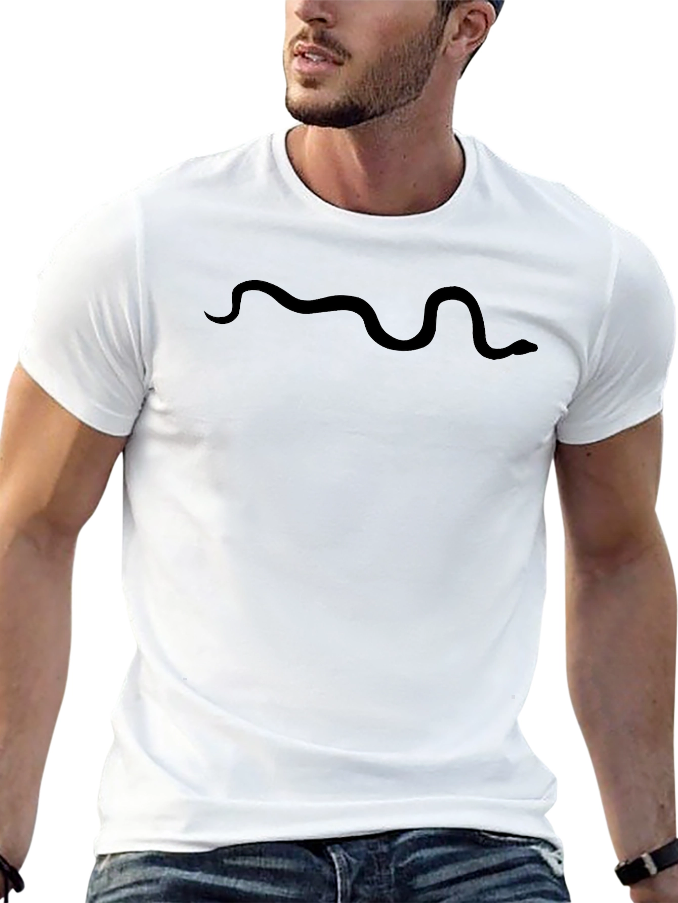 Minimalist Wavy Line Black T-Shirt