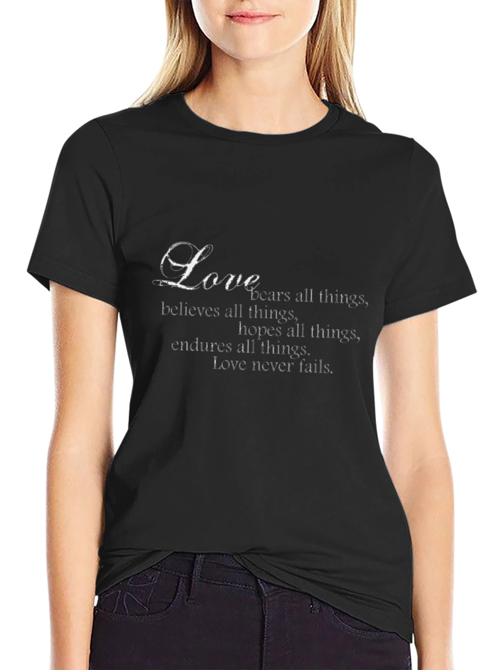 Love Never Fails Graphic T-Shirt - Black