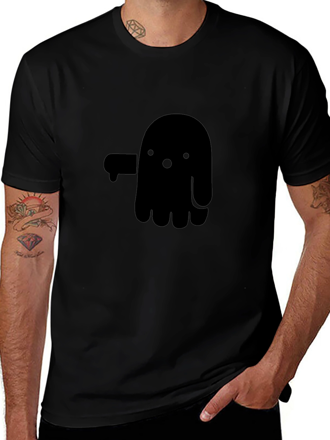 Funny Ghost Graphic Tee - Soft Black Cotton Shirt