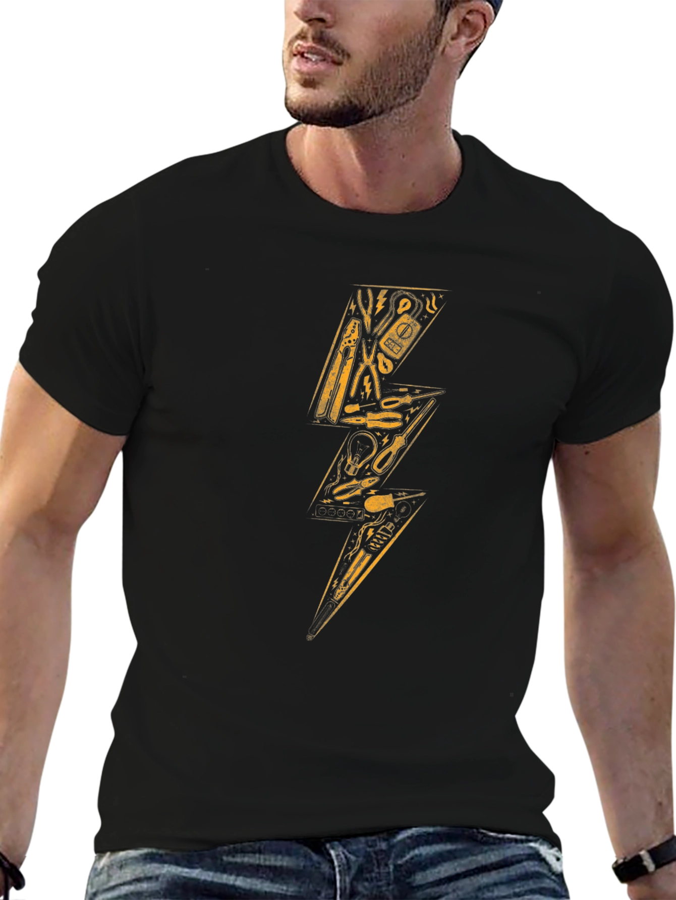 Electrician Tools Lightning Bolt Graphic T-Shirt