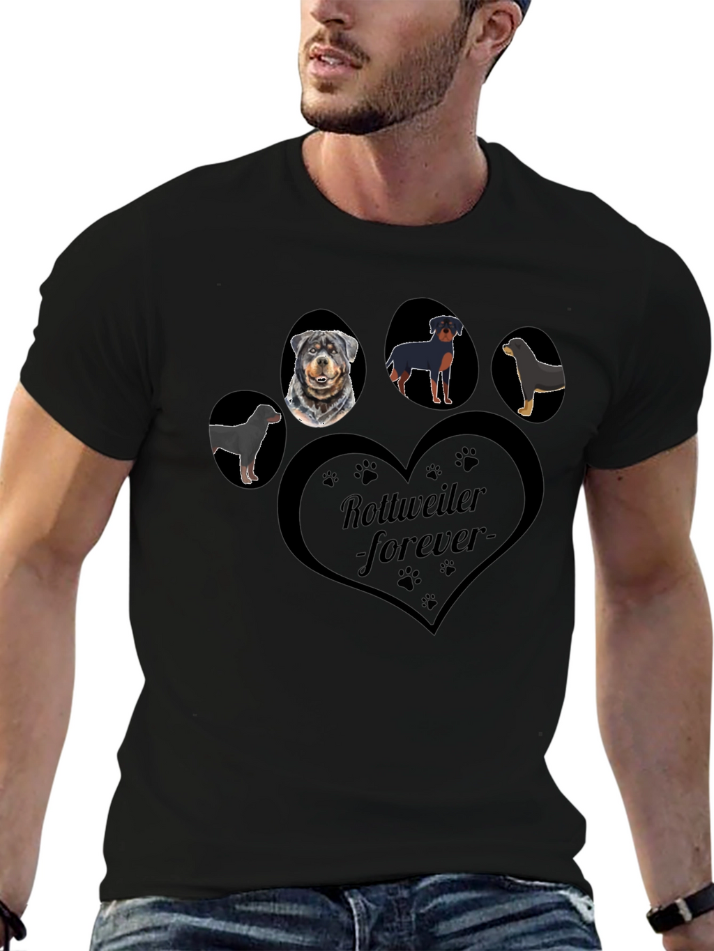 Rottweiler Forever Graphic T-Shirt - Black