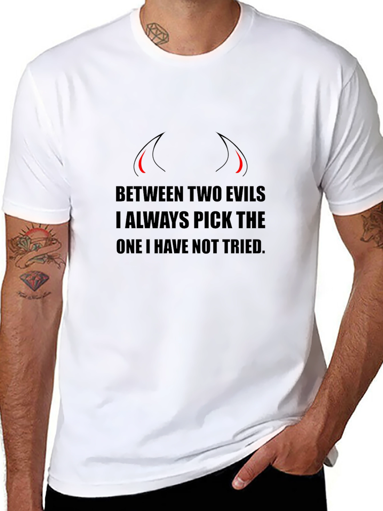 Edgy Between Two Evils Graphic T-Shirt
