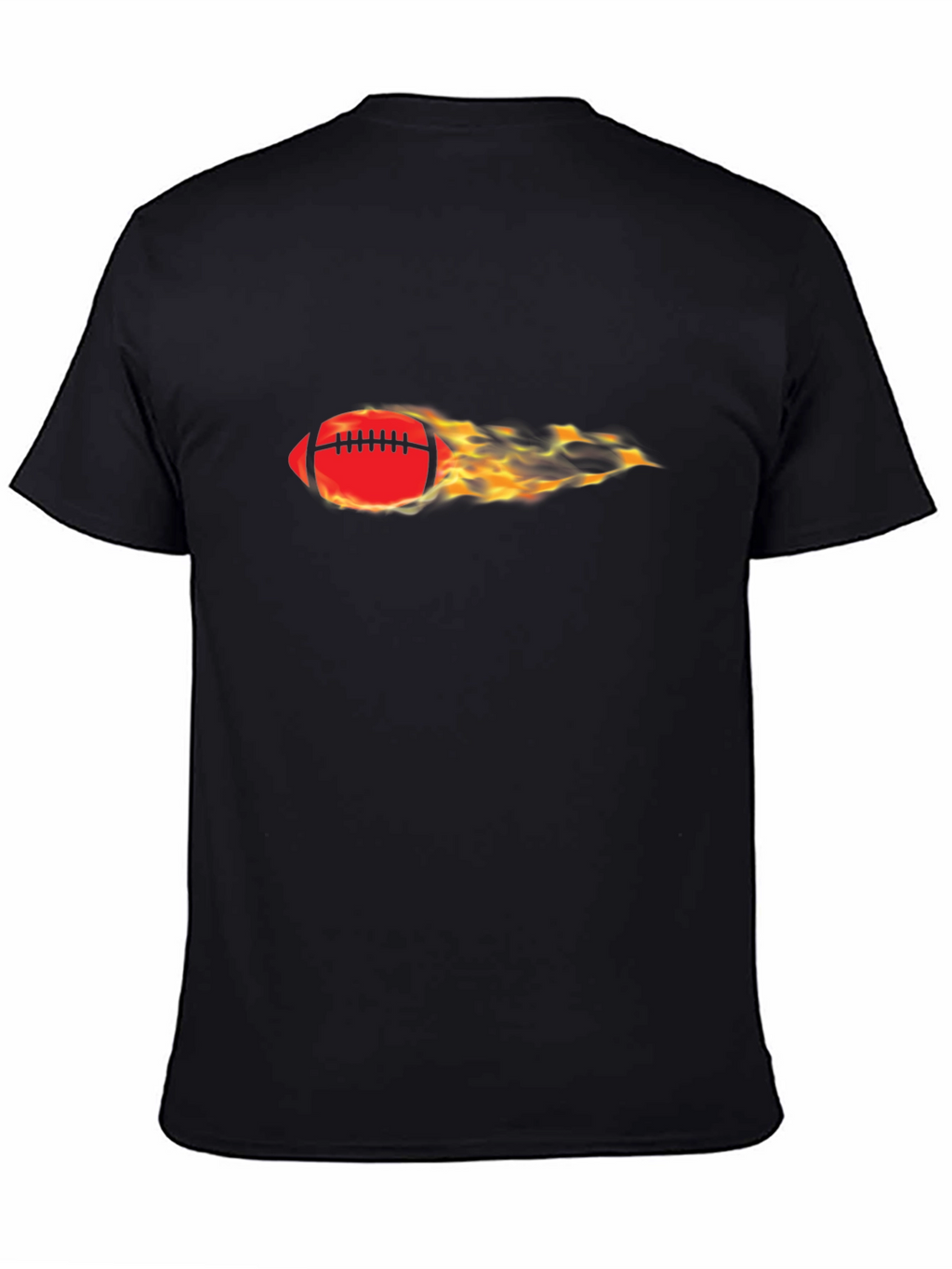 Flaming Football Graphic Tee - Black Cotton Comfort