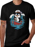 Cute Penguin Sailor T-Shirt - Nautical Cartoon Tee