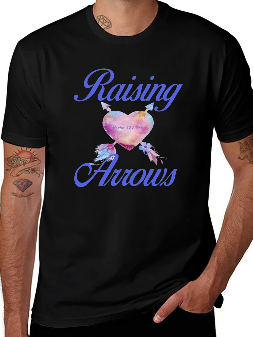 Raising Arrows T-Shirt - Psalm 127:3-5 Heart Design