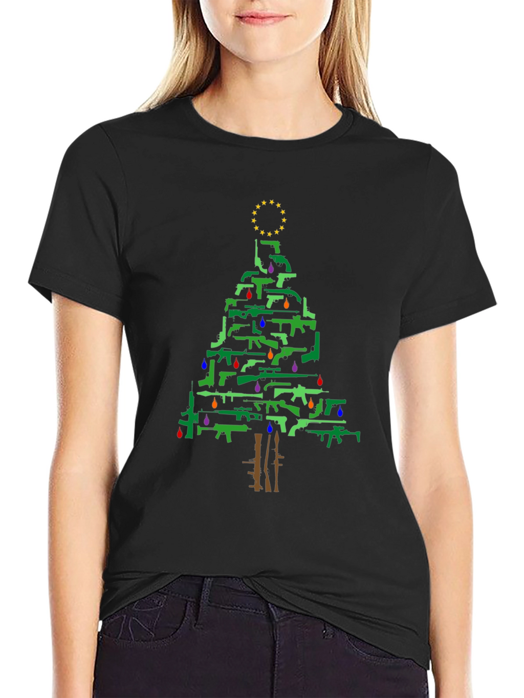 Gun Christmas Tree Holiday T-Shirt