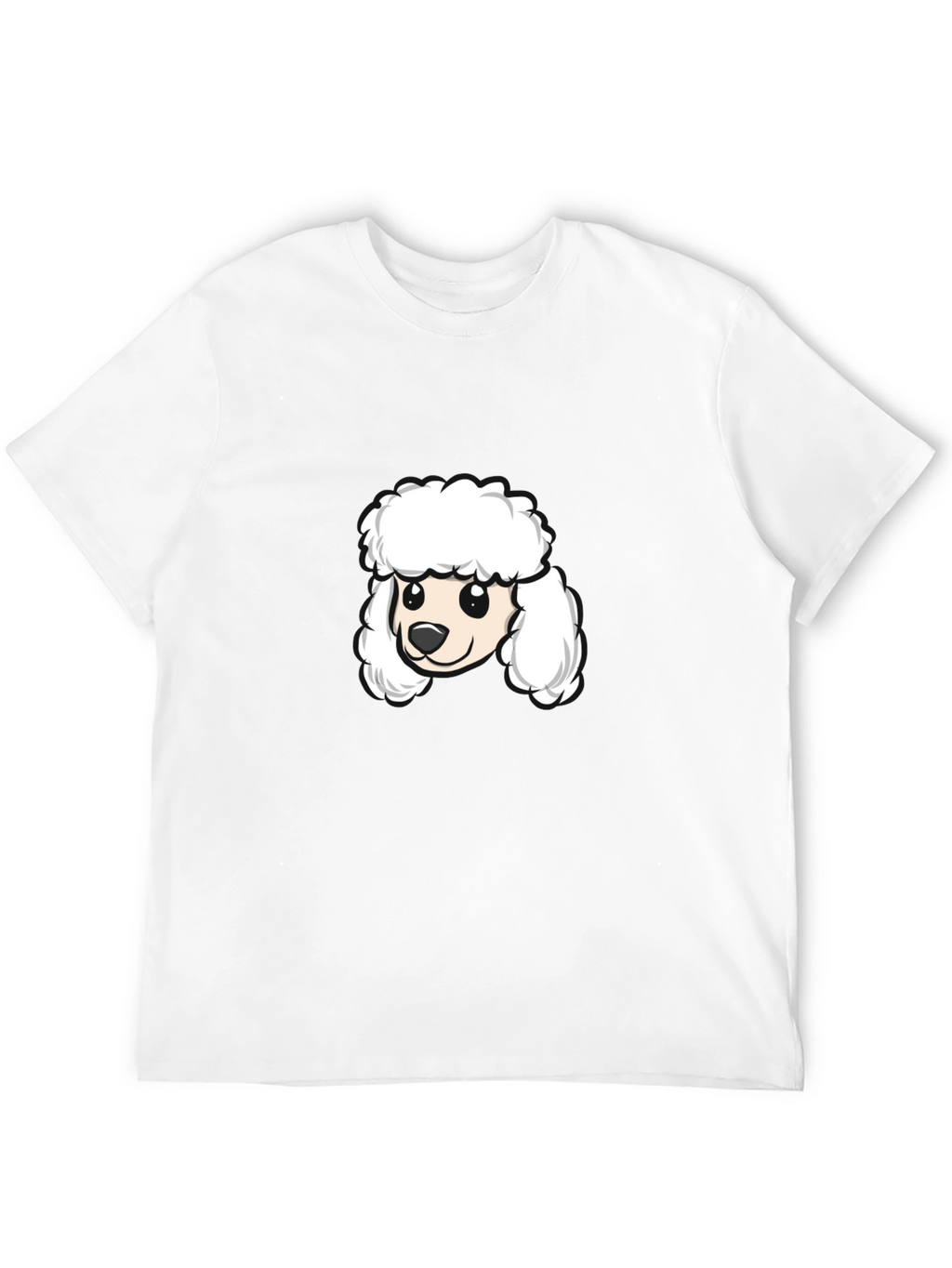 Poodle Cartoon Graphic Tee - Black Cotton Blend