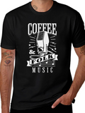 Coffee & Folk Music Graphic Tee - Black