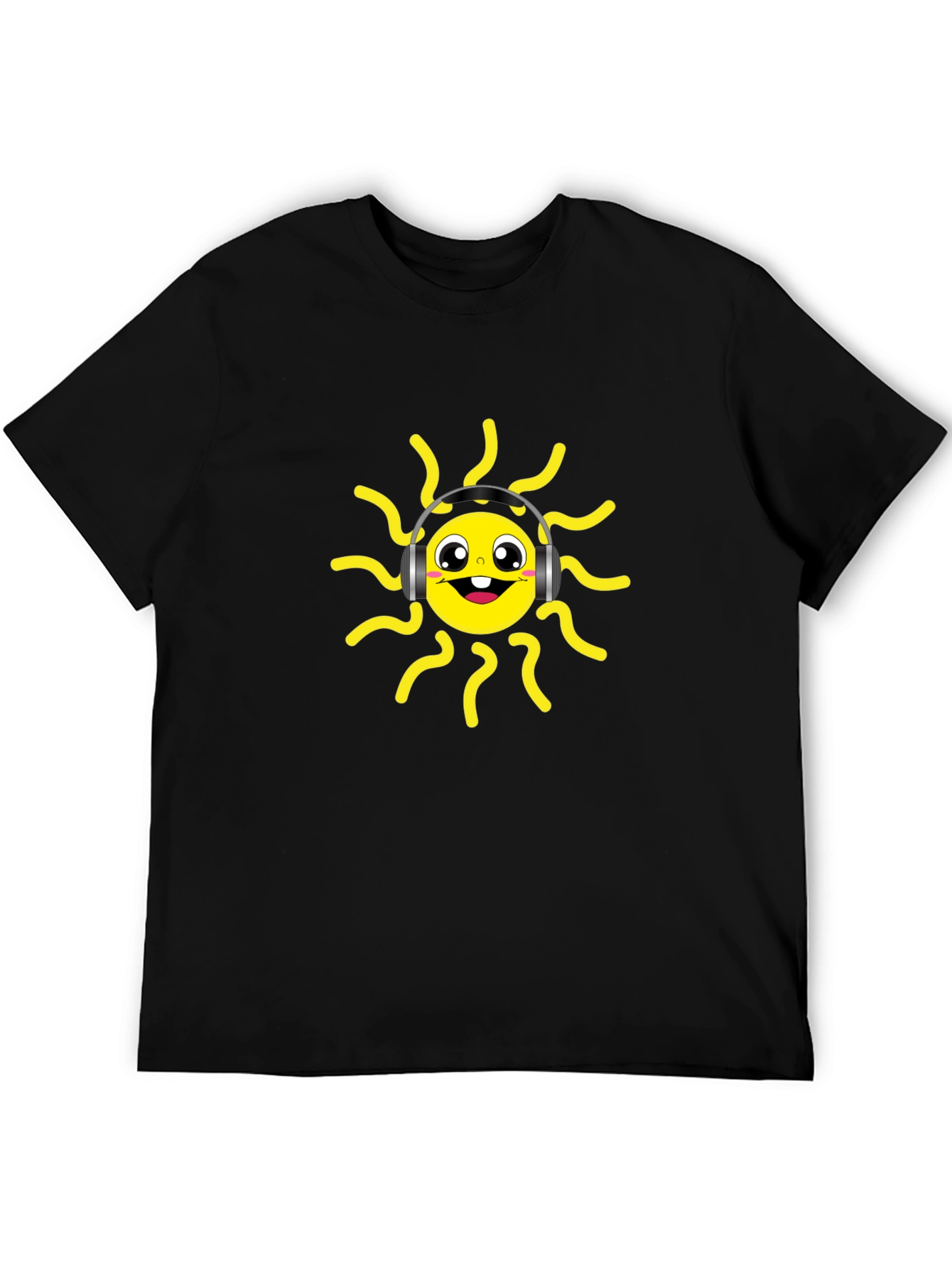 Groovy Tunes Tee - Black Cotton Sun Graphic T-Shirt