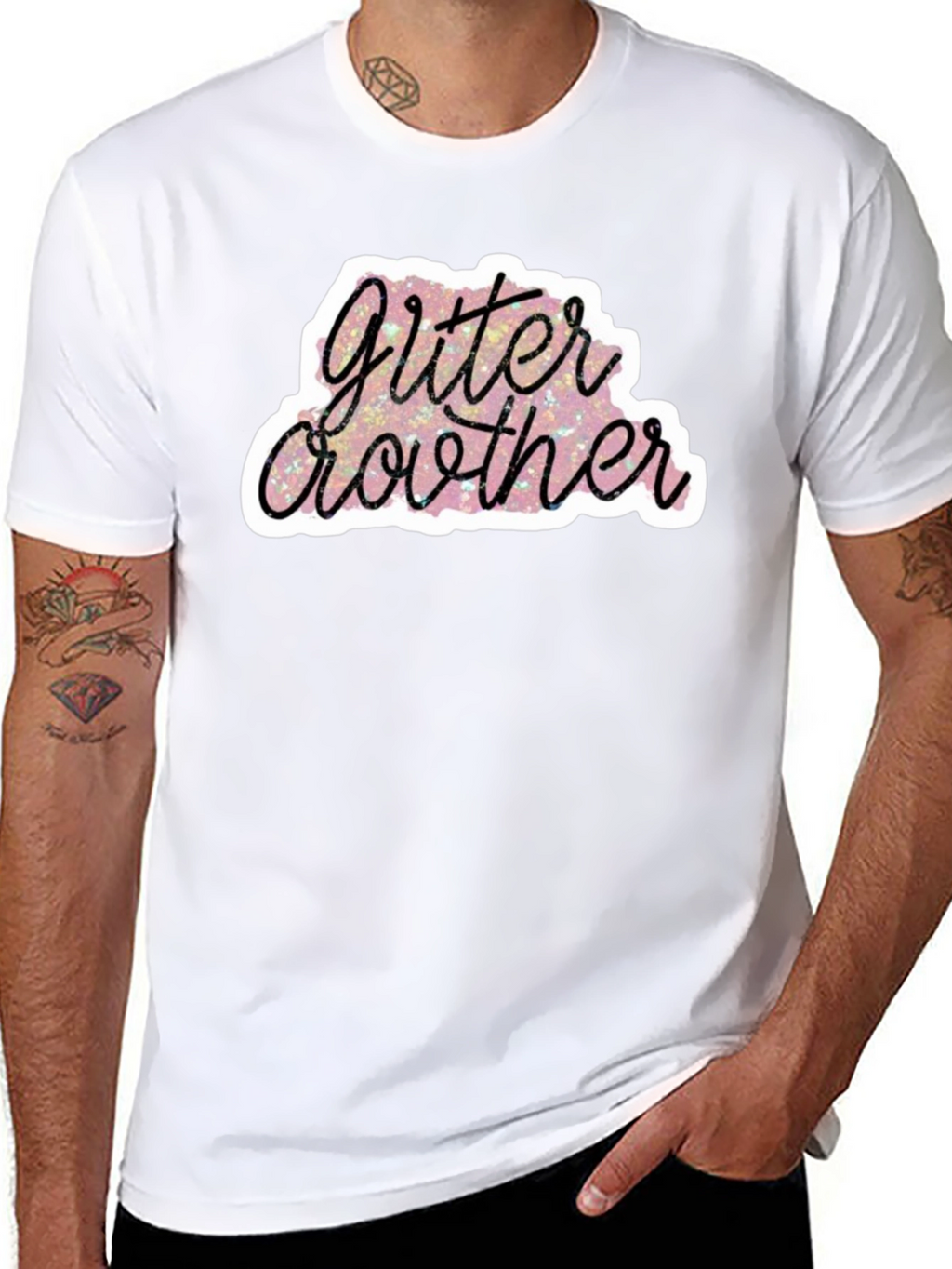 Glitter Brother Black T-Shirt - Sparkly Fun Design