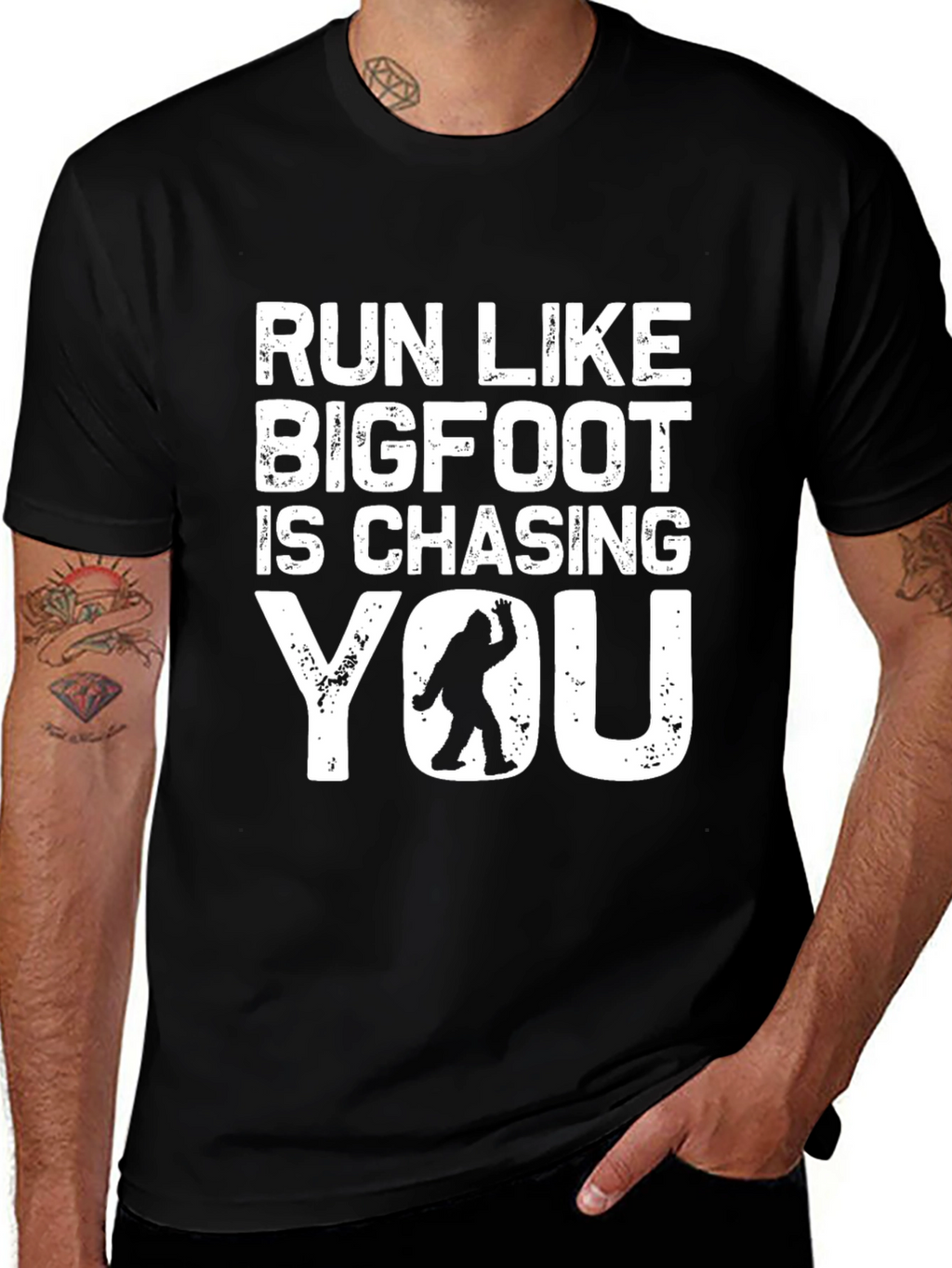 Run Like Bigfoot T-Shirt - Funny Sasquatch Tee