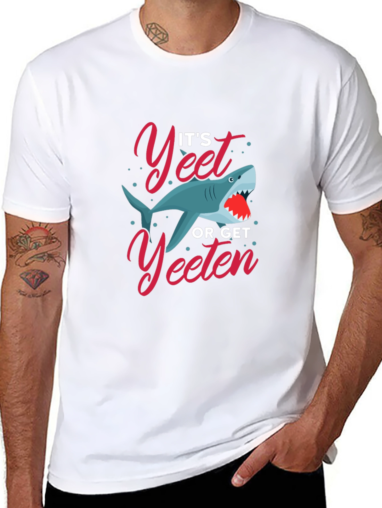 Its Yeet or Get Yeeten Shark Graphic T-Shirt