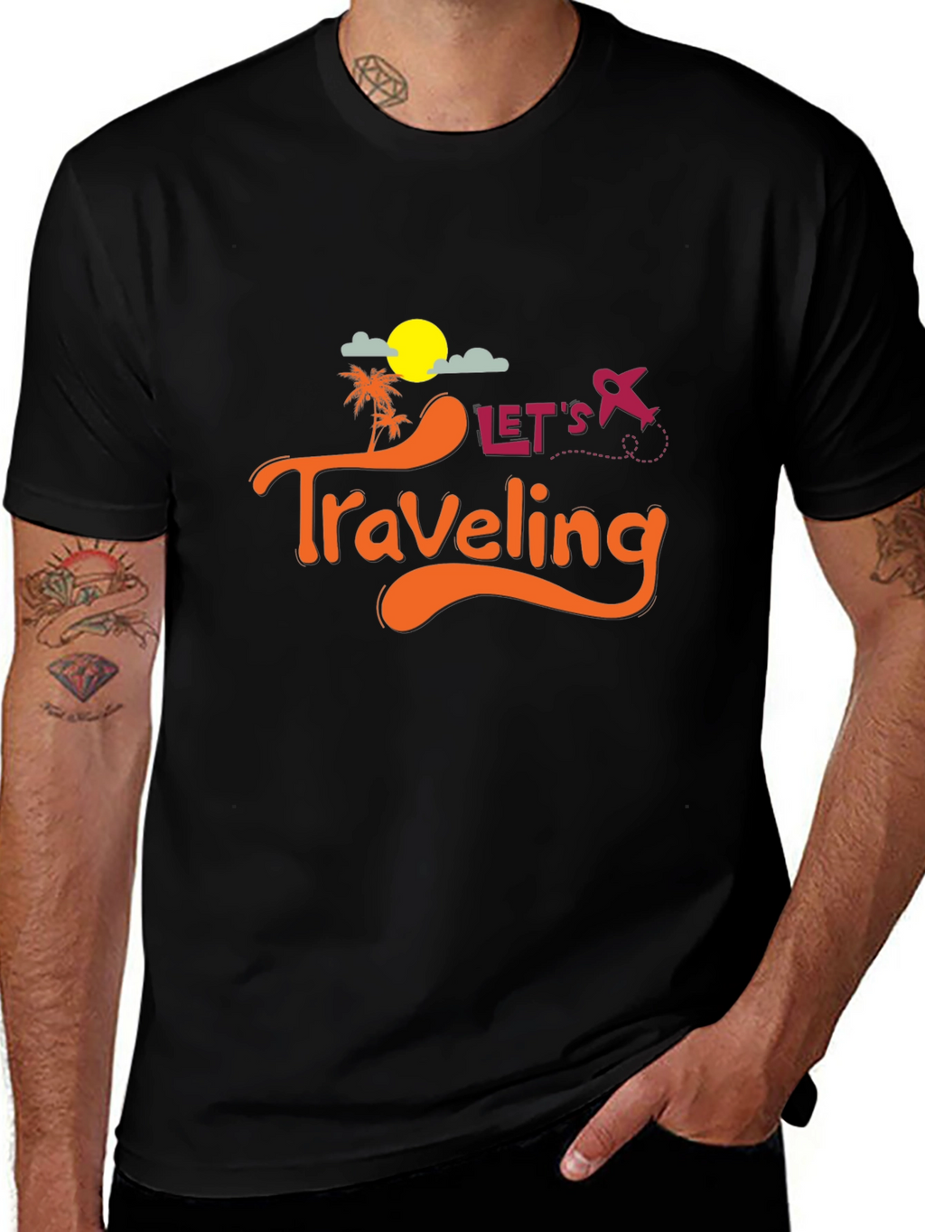 Lets Traveling Black T-Shirt