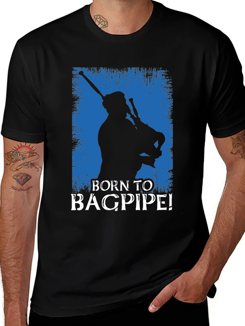 Born to Bagpipe Black T-Shirt
