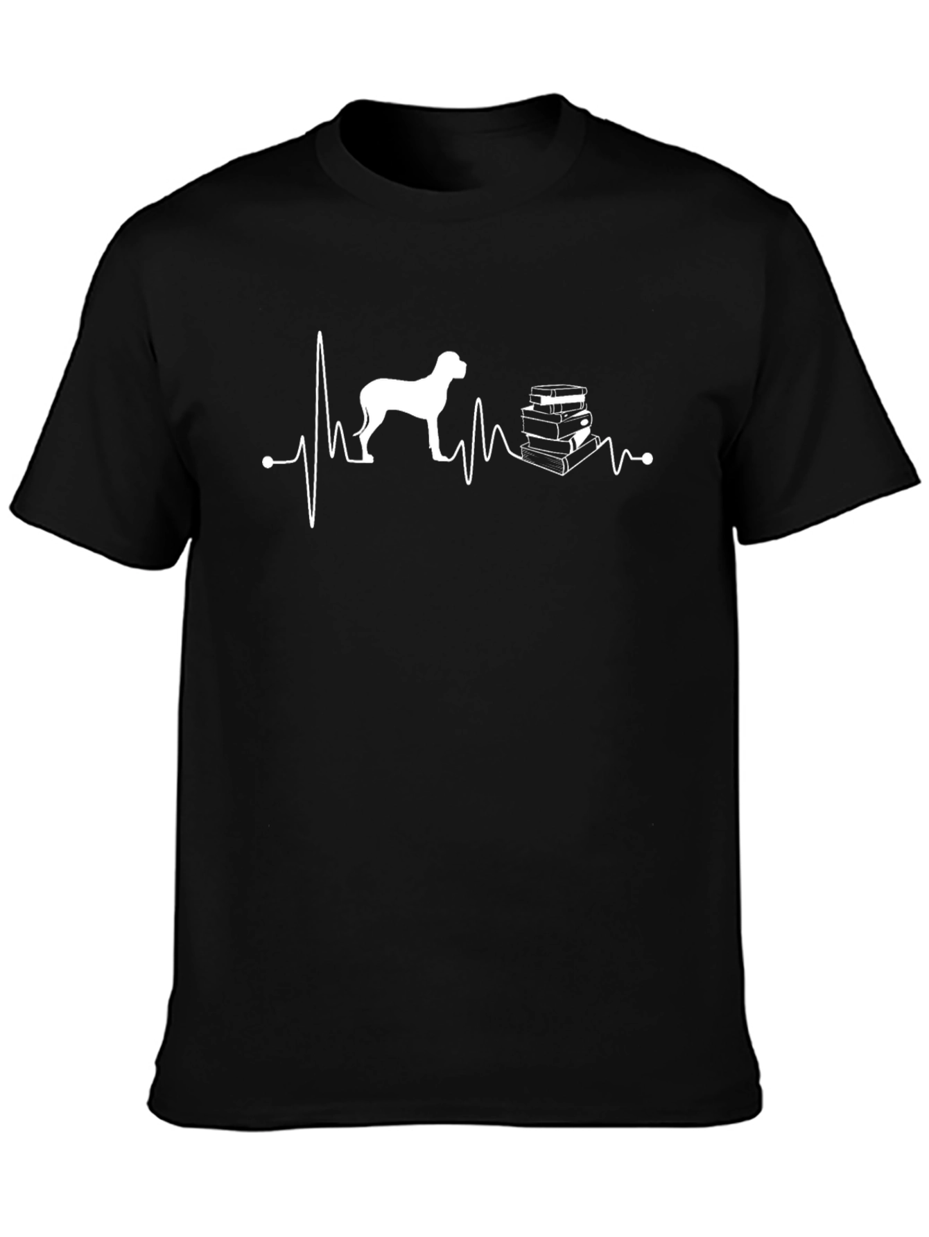 Dog and Books Heartbeat T-Shirt